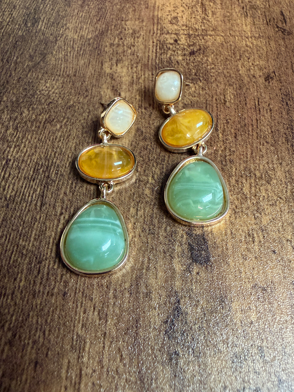 Boho Jewel-tone Drop Post Earrings