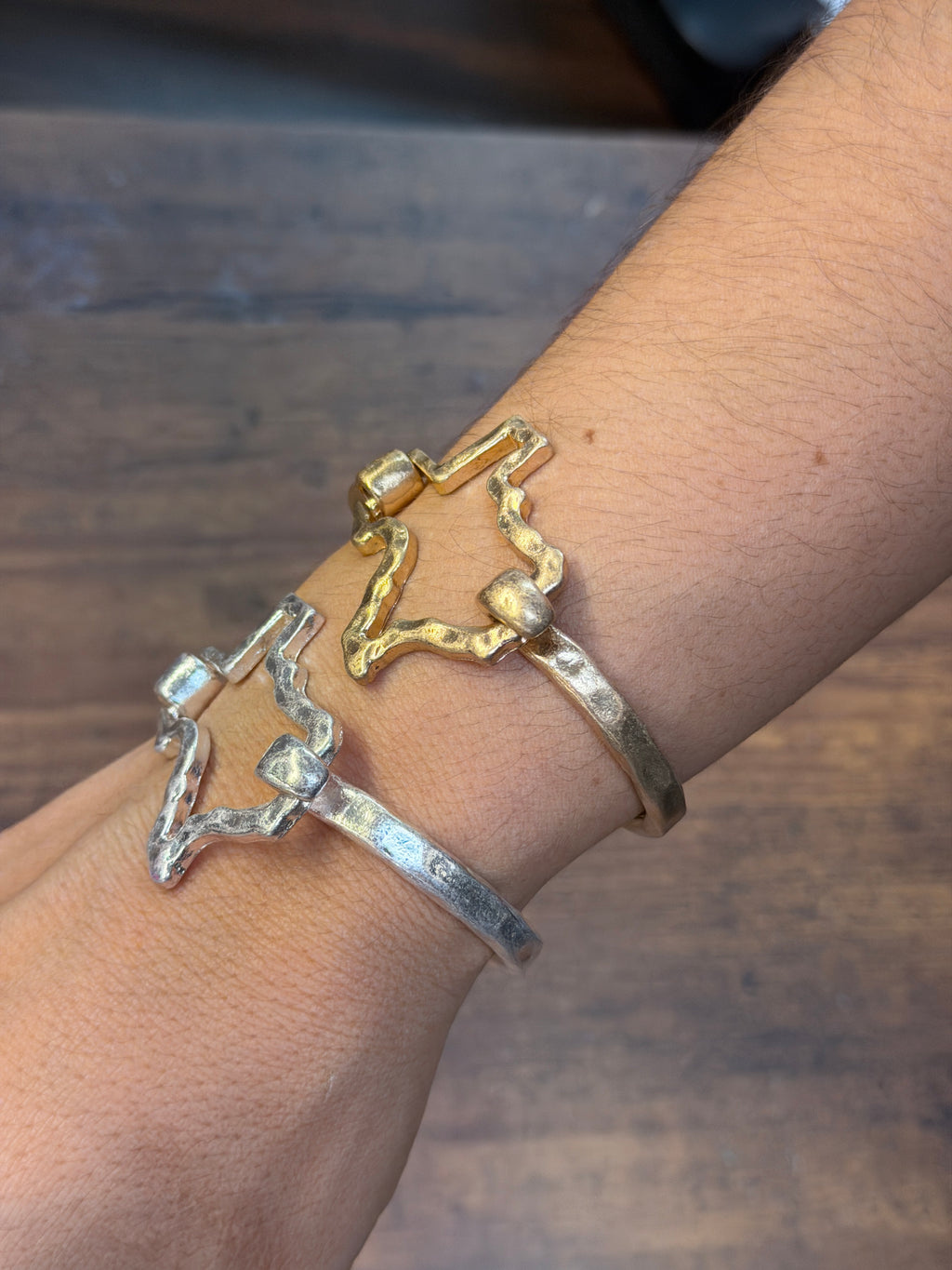 Matte Hammered Texas Cuff Bracelet