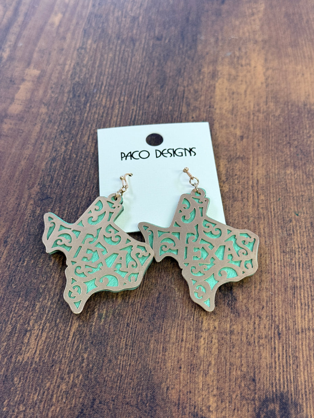 Layered Gold & Green Texas Filagree Earrings