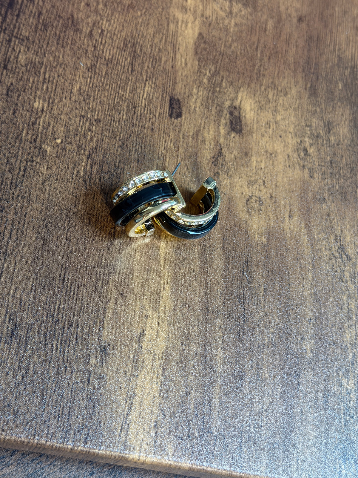 Mini Black Bling Rhinestone Huggie Post Earrings