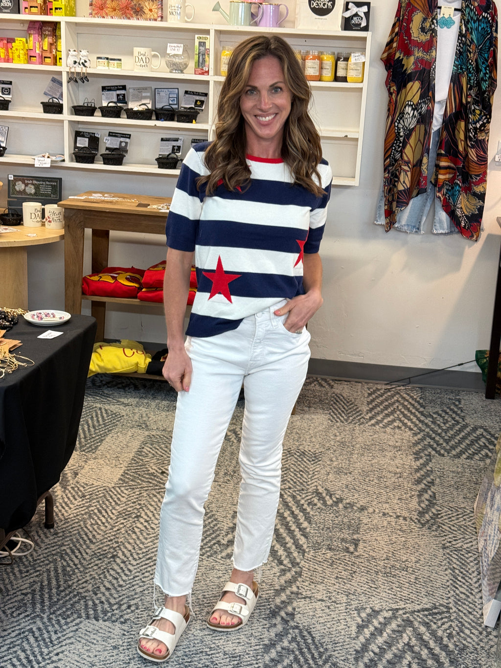 4th of July Navy & White Striped Sweater by Staccato