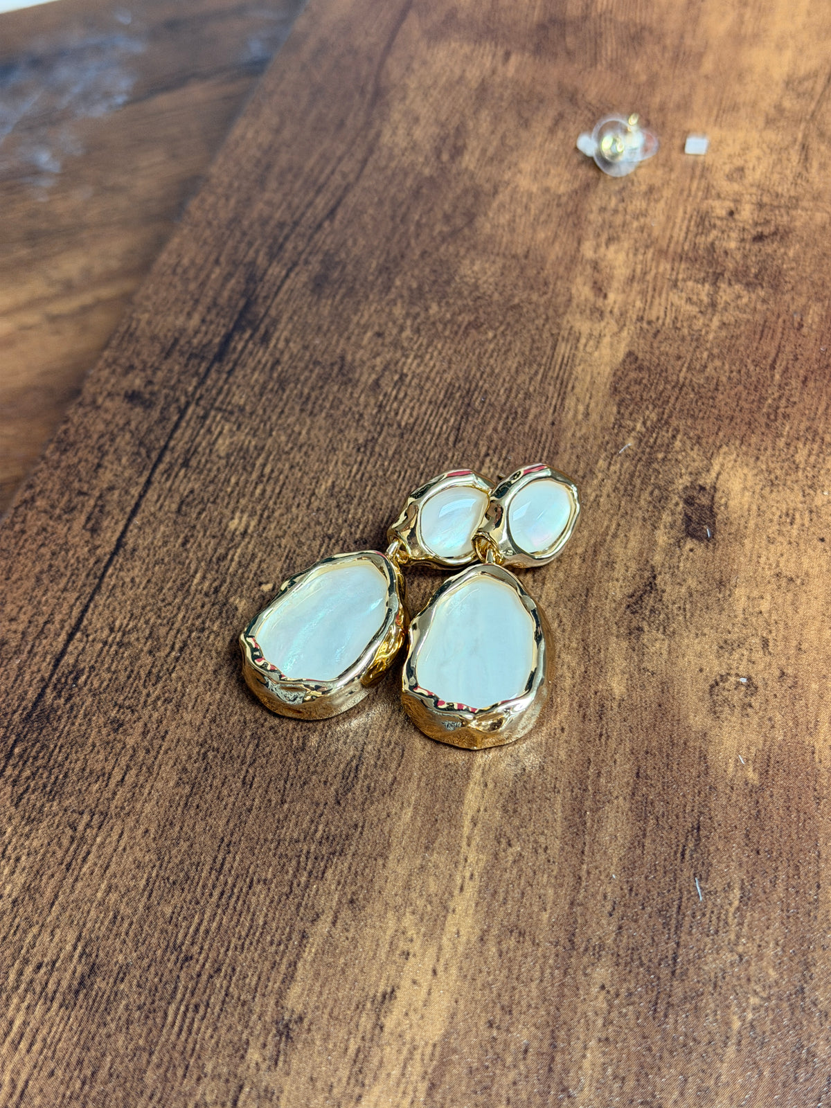 Elegant Milky Pearl Gold Trim Post Earrings