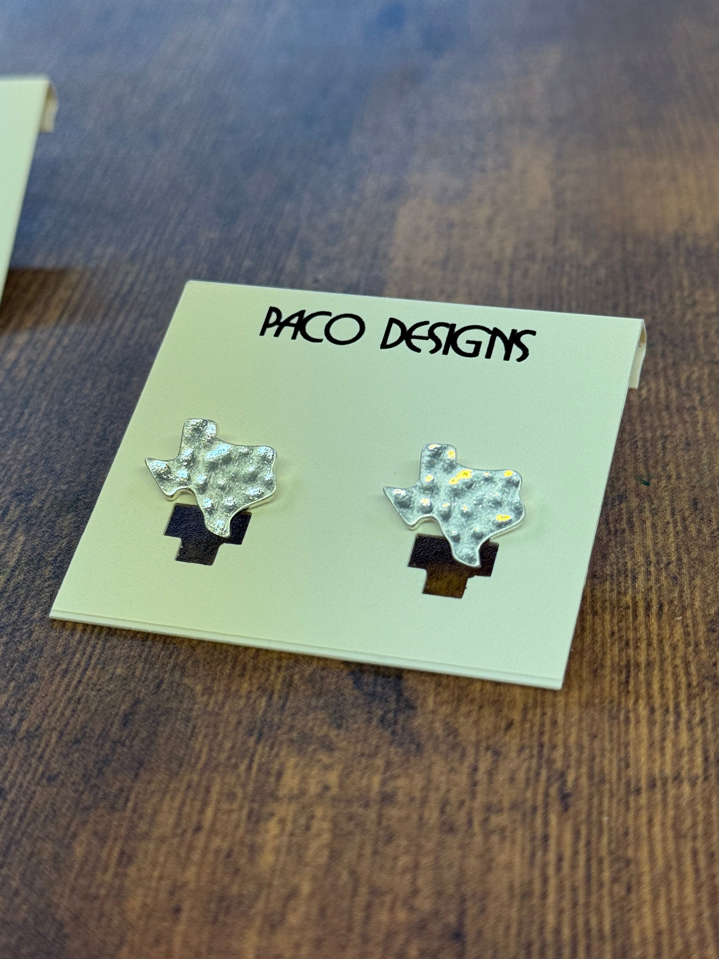 Dainty Silver Hammered Texas Silhouette Post Earrings