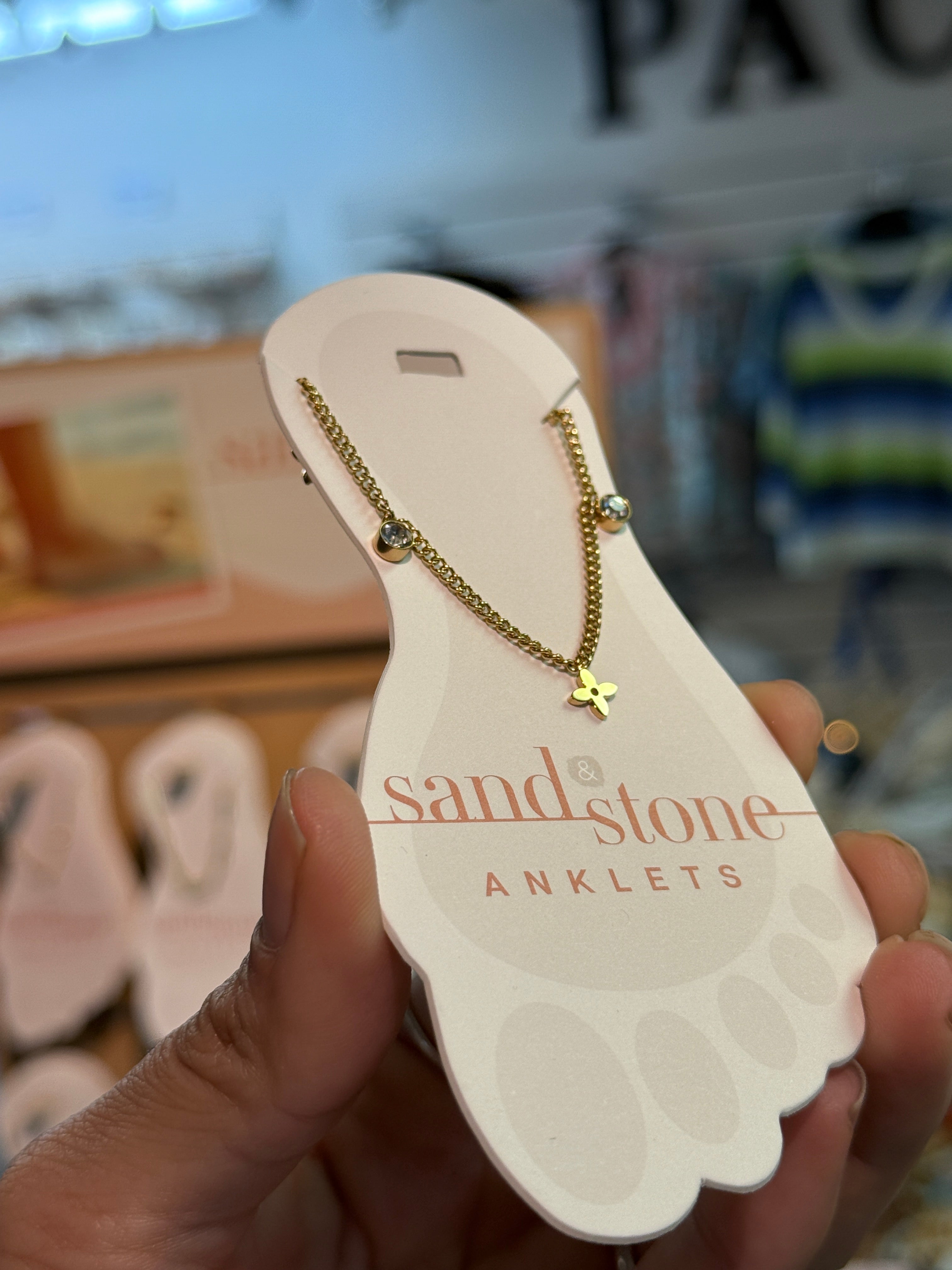Gold Tone Stainless Steel Water Resistant Anklet by Sand & Stone