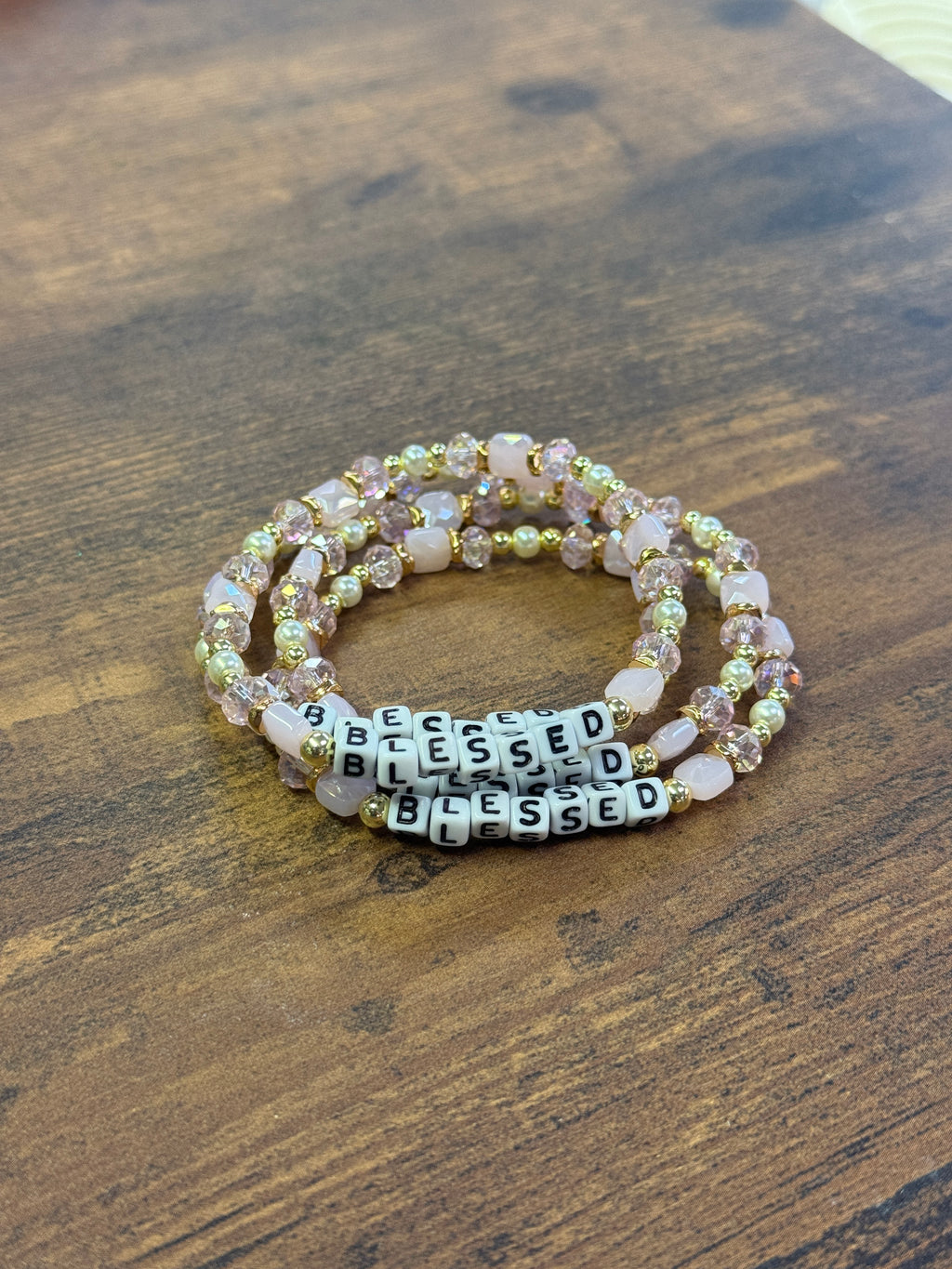 Blessed Pink Facted Beaded Bracelet