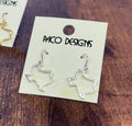 Small Silver Hammered Texas Outline Earrings