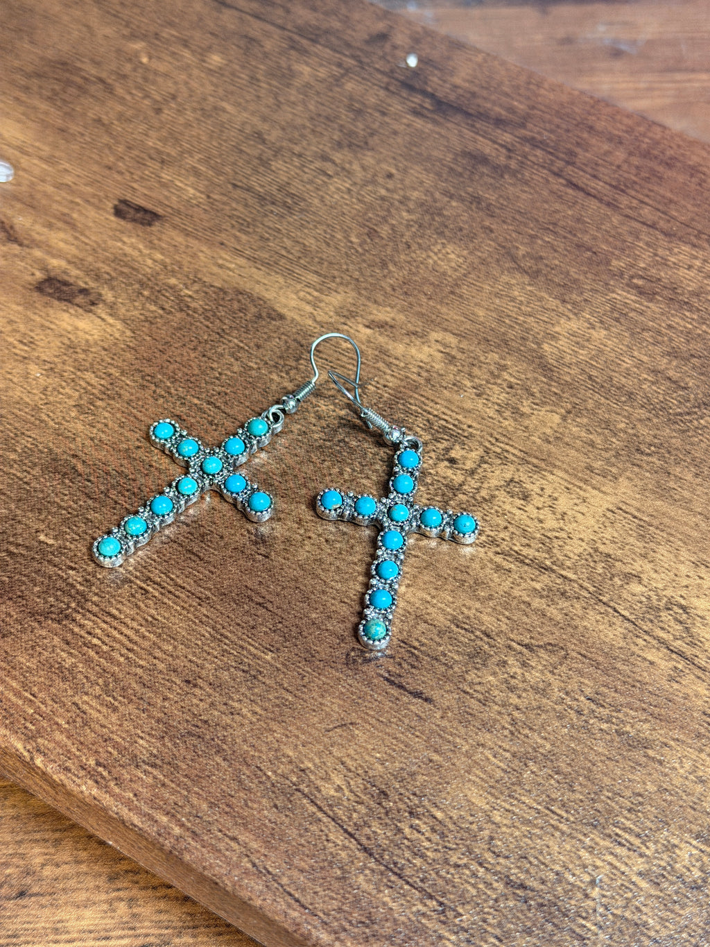 Turquoise Cross Dangle Earrings