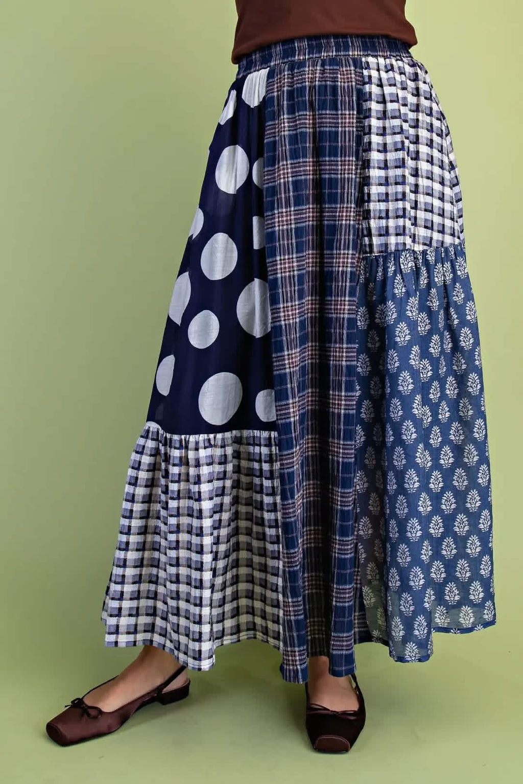 Fun Blue Mixed Pattern Skirt