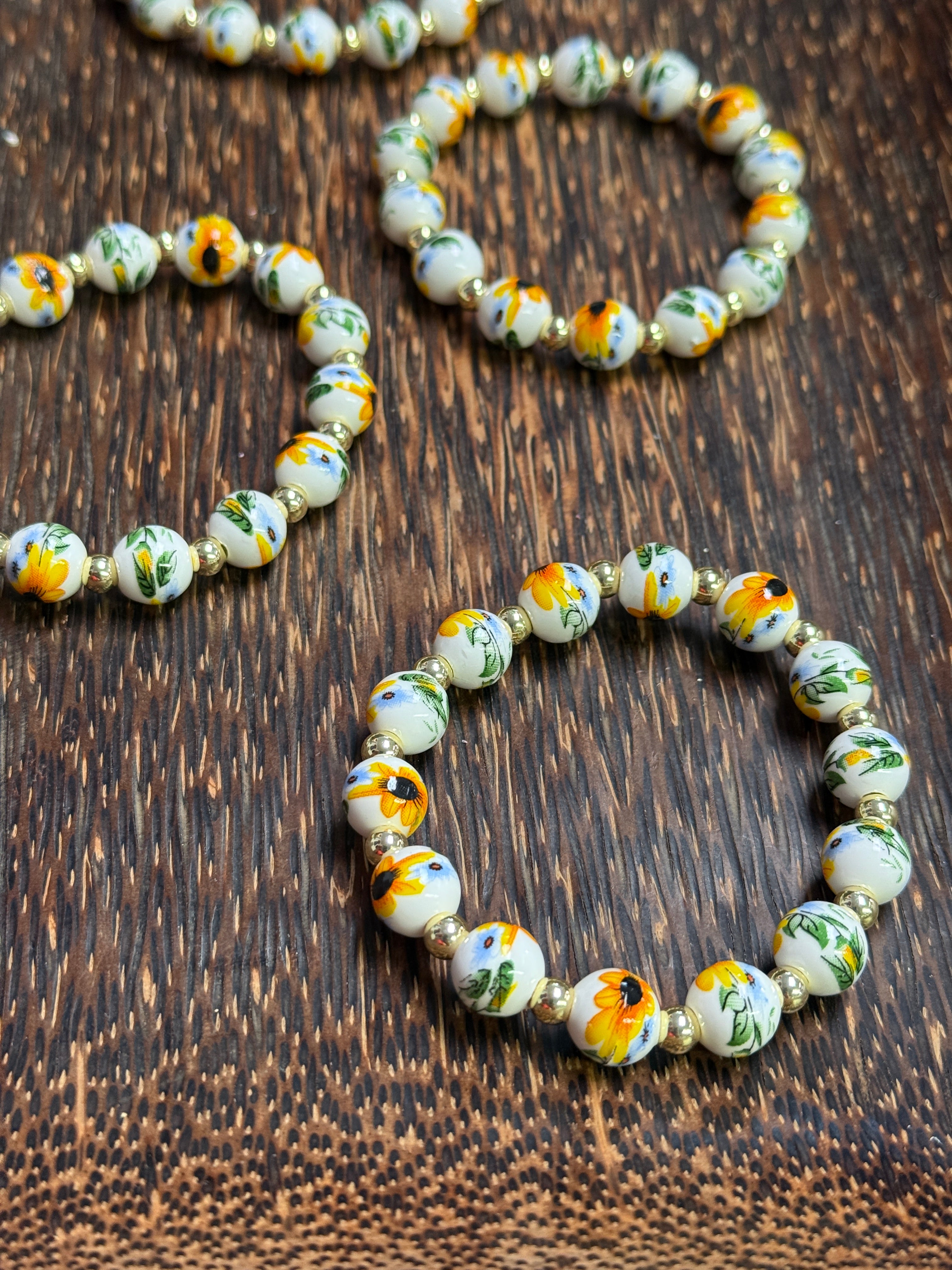 Ceramic Sunflower Beaded Bracelet