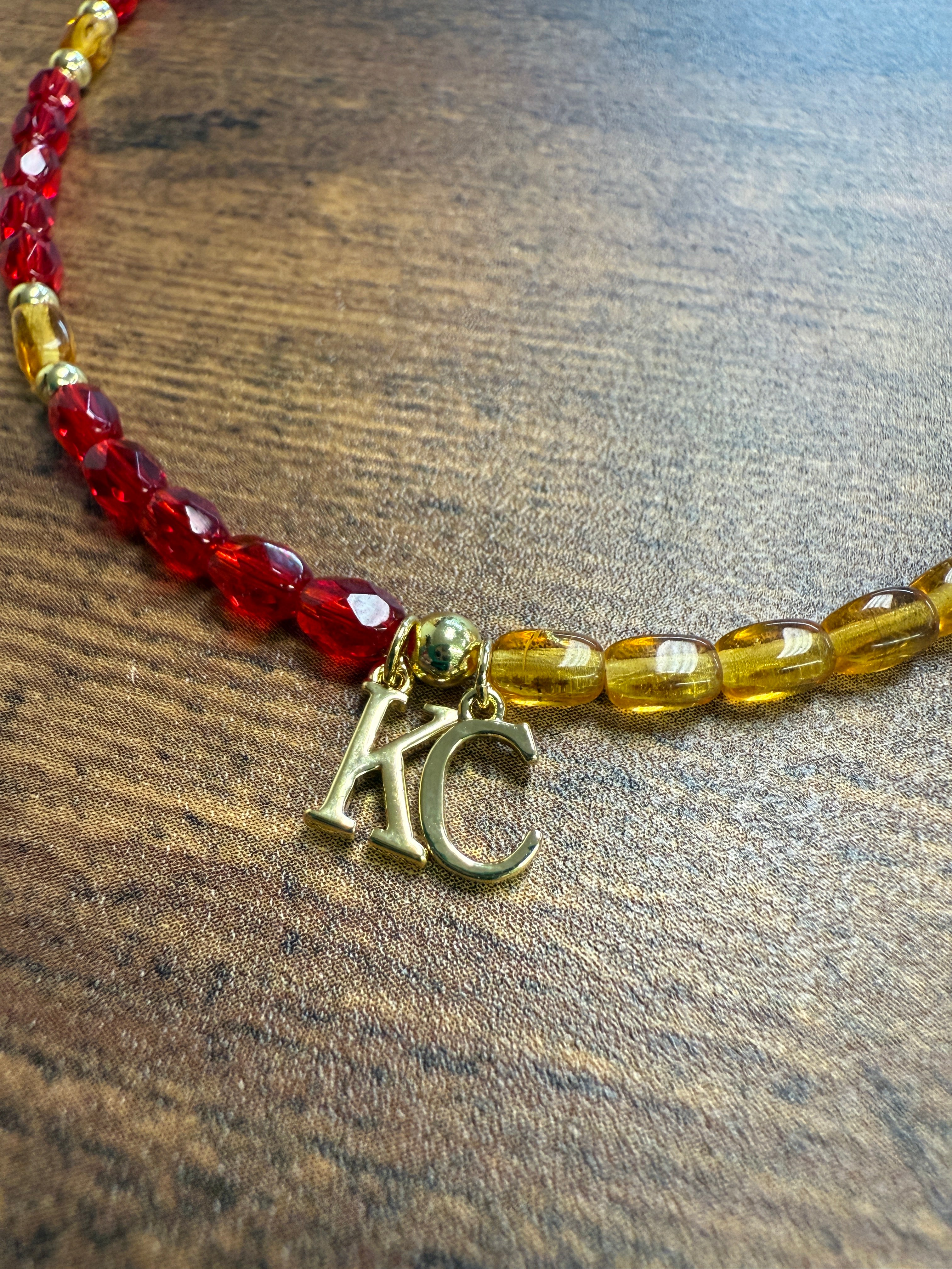 Dainty KC Red & Yellow Beaded Necklace