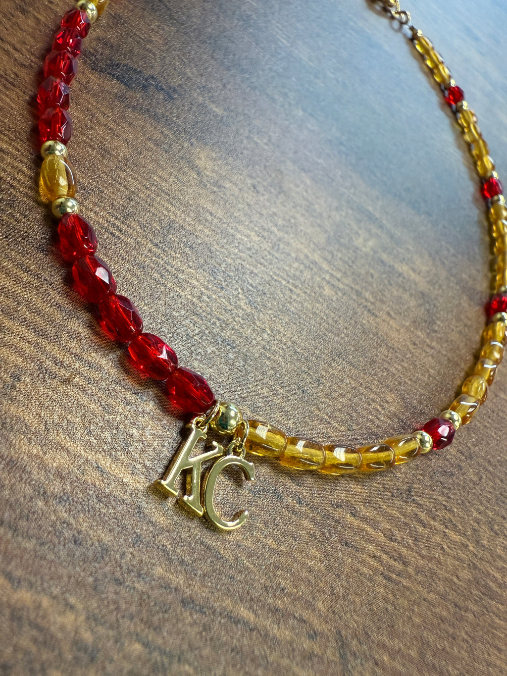 Dainty KC Red & Yellow Beaded Necklace