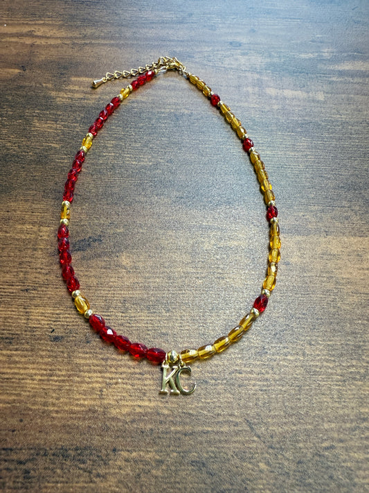 Dainty KC Red & Yellow Beaded Necklace