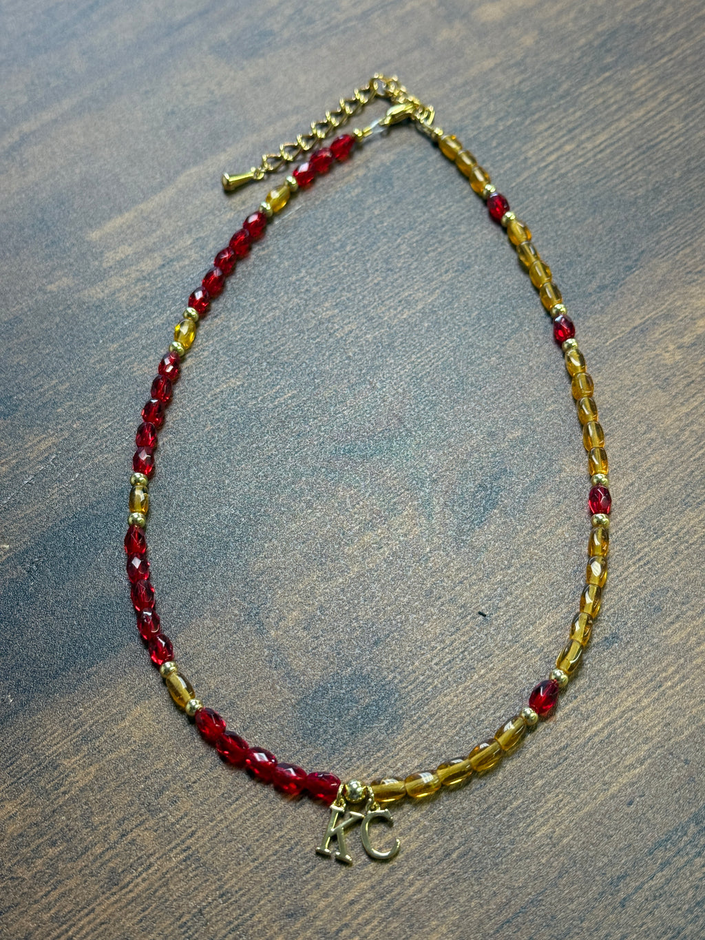 Dainty KC Red & Yellow Beaded Necklace