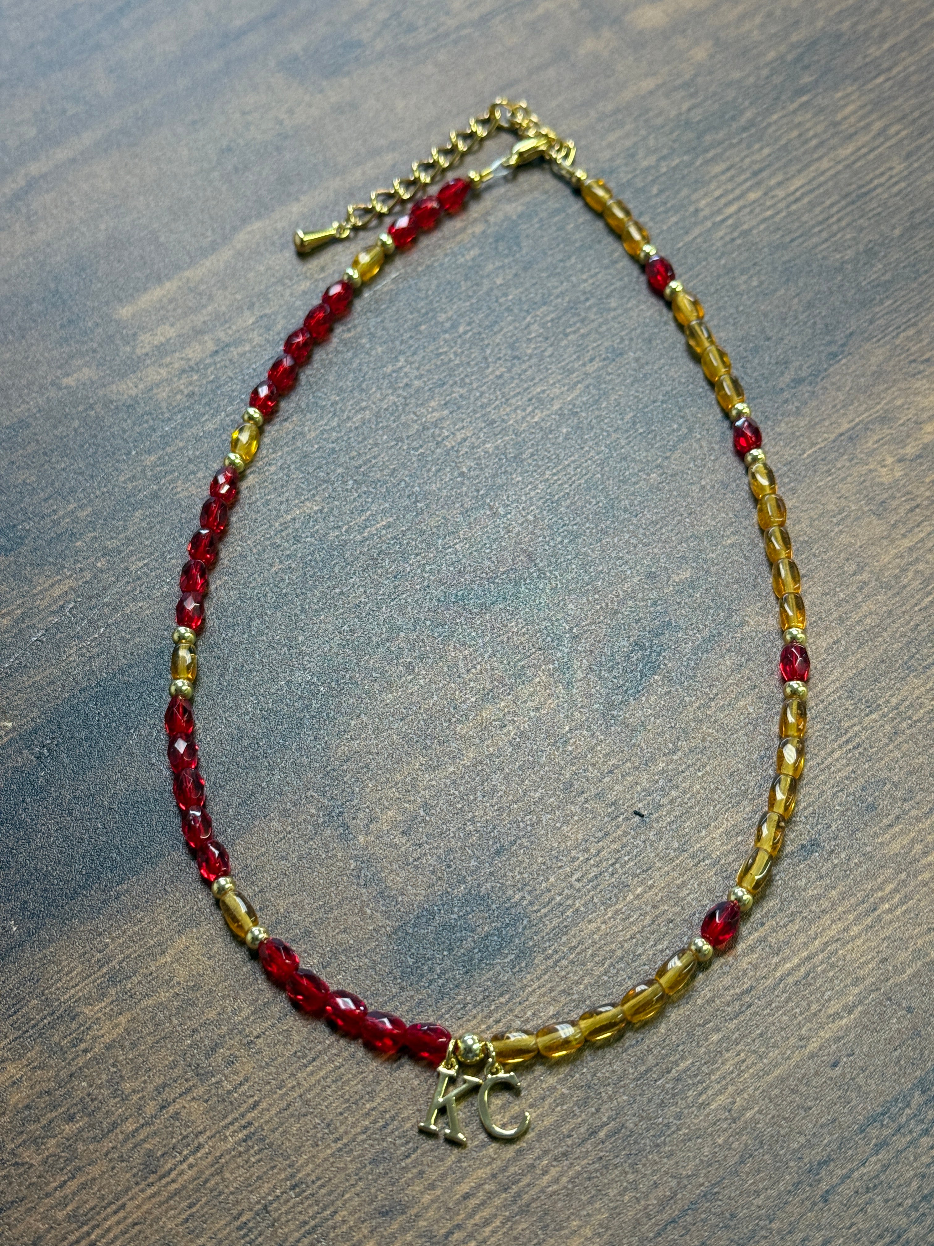 Dainty KC Red & Yellow Beaded Necklace