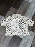 Cream Colored Button Up Blouse w/ Brown Polka Dots by Entro