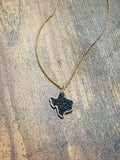 Gold Lasso Trim & Black Filagree Texas Necklace