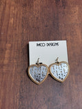 Two Tone Heart Shaped Earrings with Cross Filigree