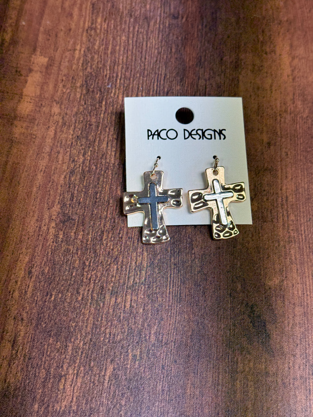 Two Tone Cross Necklace & Earring Set