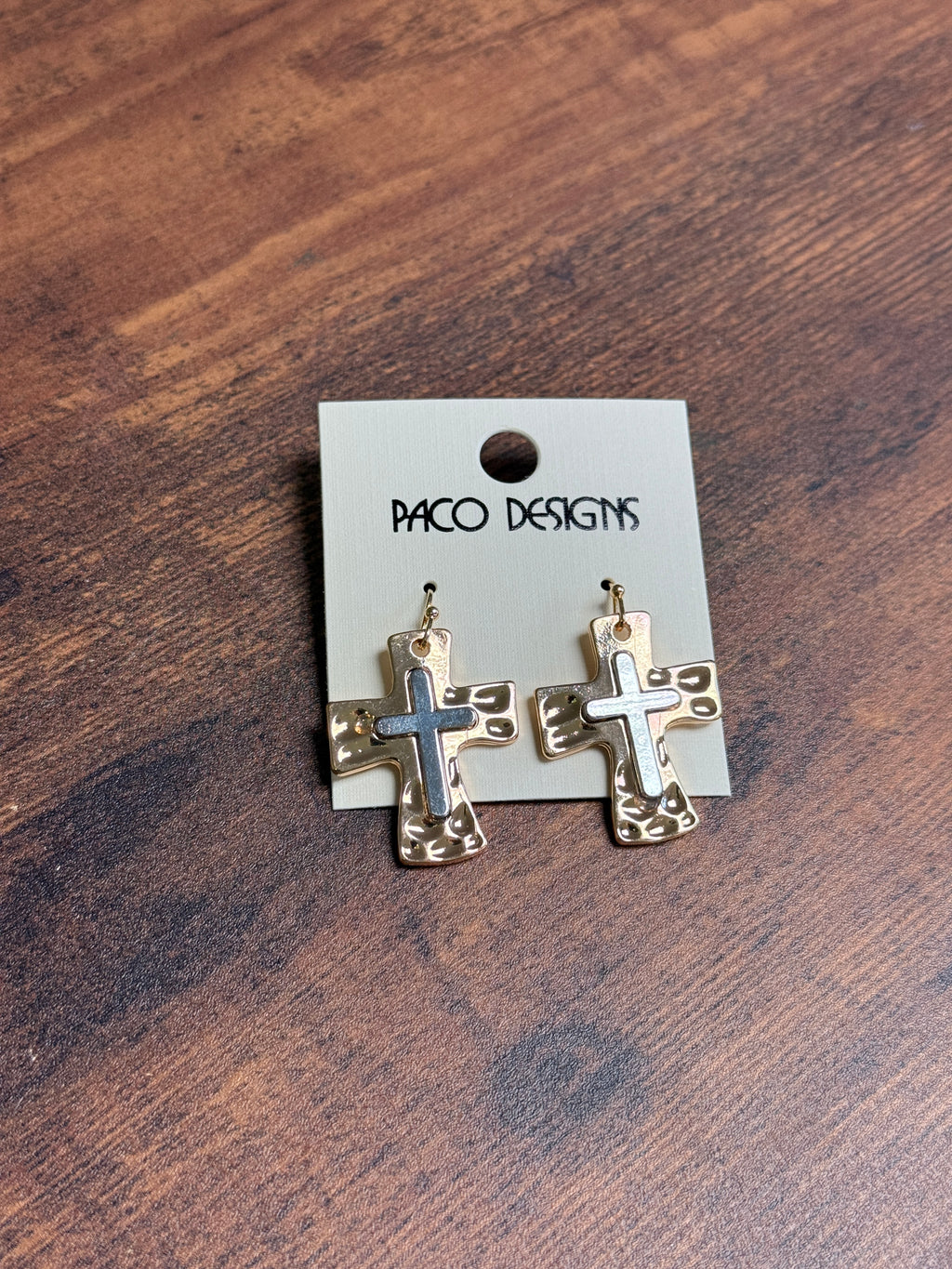 Two Tone Cross Necklace & Earring Set