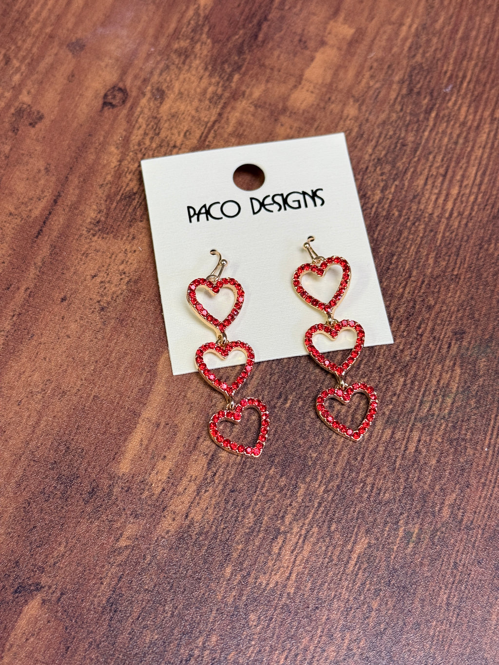 3 Heart Rhinestone Dangle Earrings