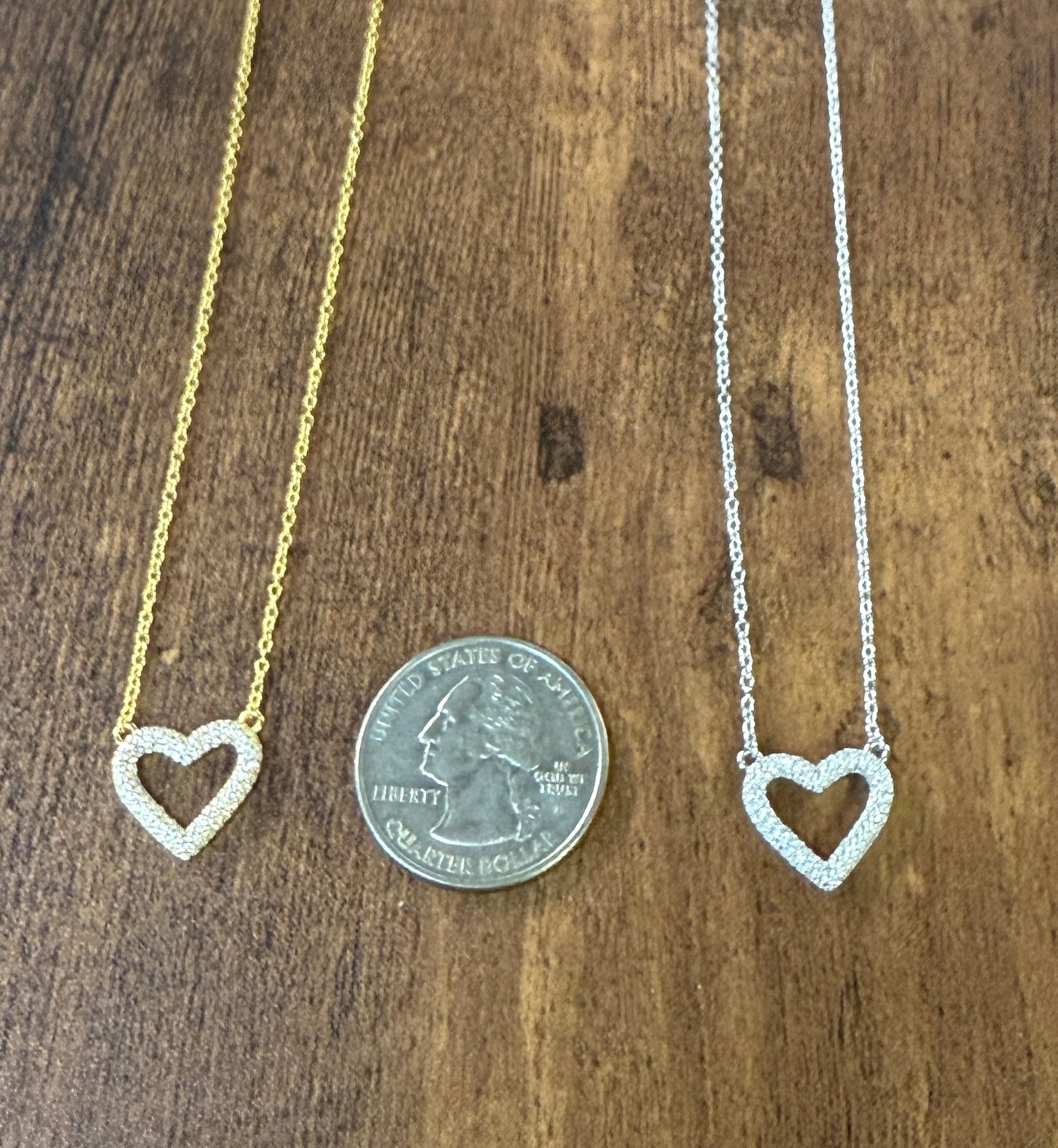 Sterling Silver CZ Studded Heart Necklace