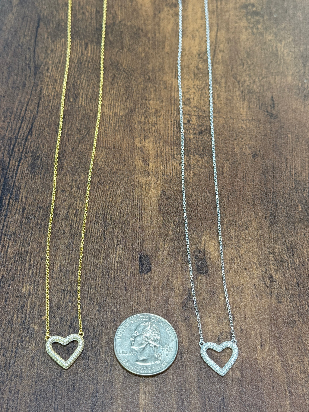 Sterling Silver CZ Studded Heart Necklace