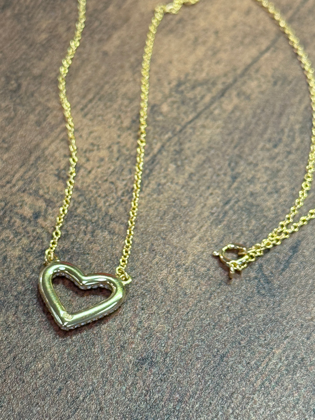 Sterling Silver CZ Studded Heart Necklace