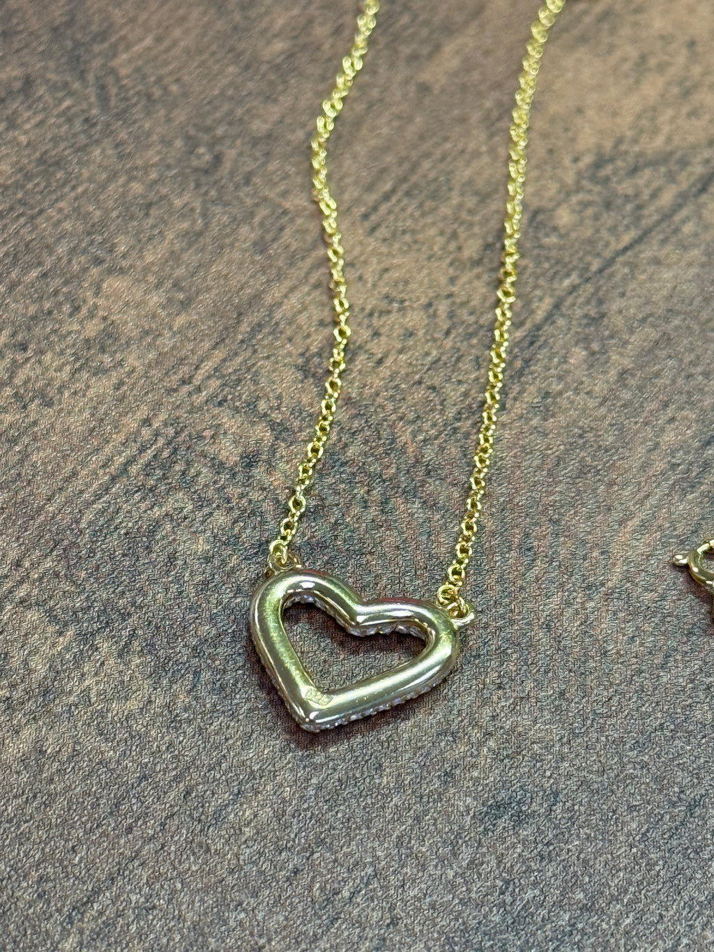 Sterling Silver CZ Studded Heart Necklace