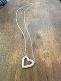 Sterling Silver CZ Studded Heart Necklace