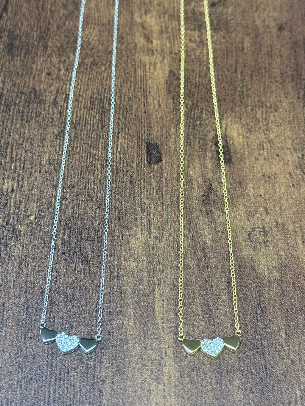 Sterling Silver Heart Trio Necklace