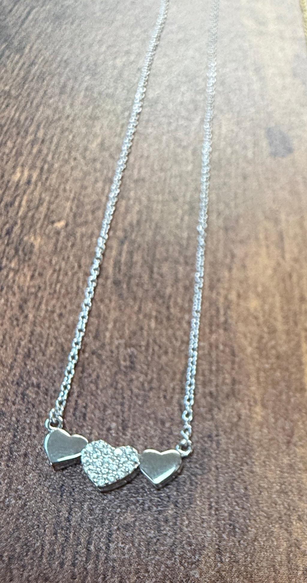 Sterling Silver Heart Trio Necklace