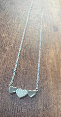 Sterling Silver Heart Trio Necklace