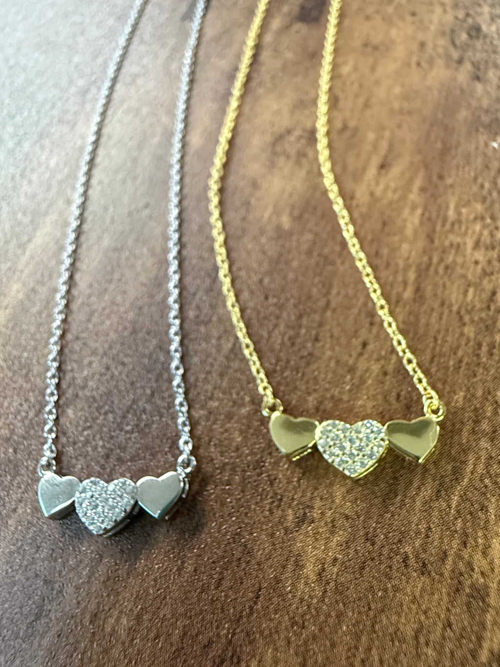 Sterling Silver Heart Trio Necklace