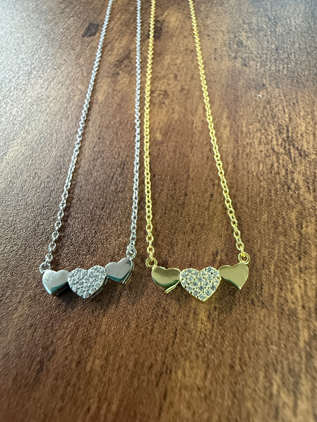 Sterling Silver Heart Trio Necklace