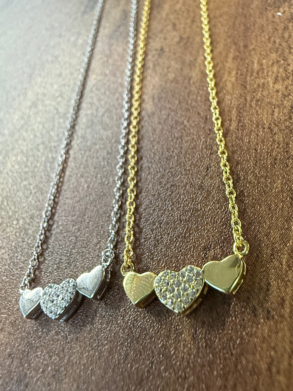 Sterling Silver Heart Trio Necklace