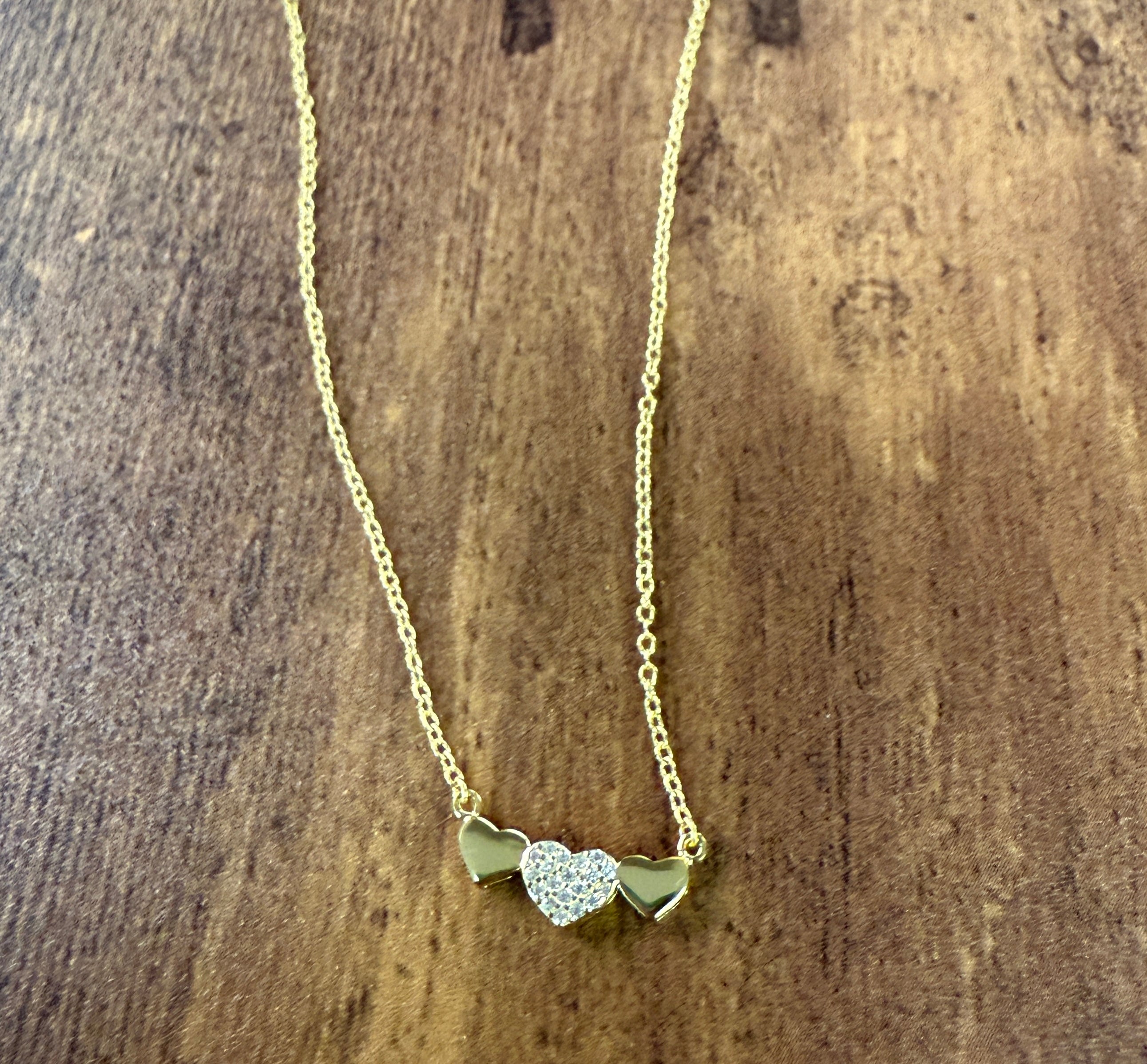 Sterling Silver Heart Trio Necklace