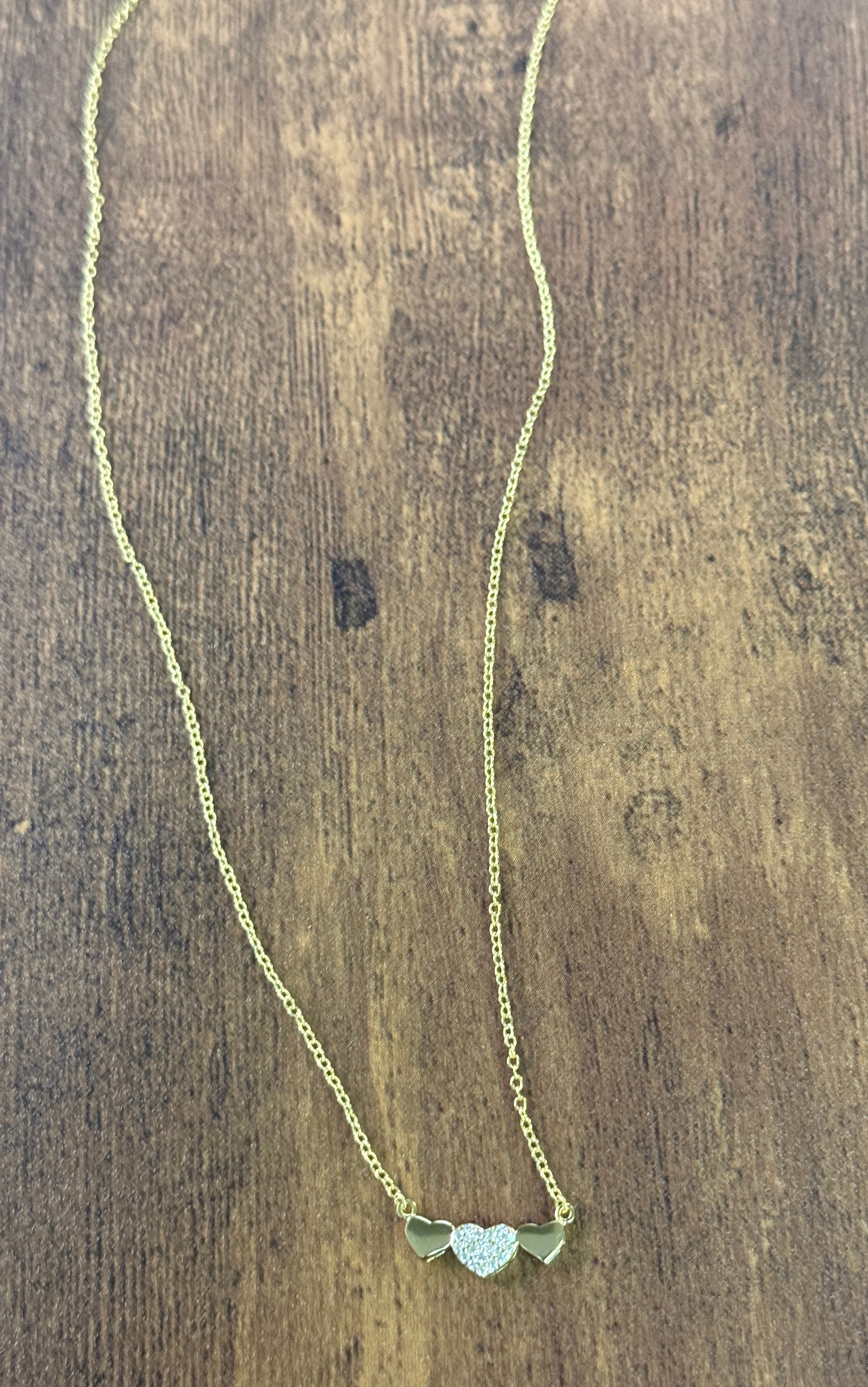 Sterling Silver Heart Trio Necklace