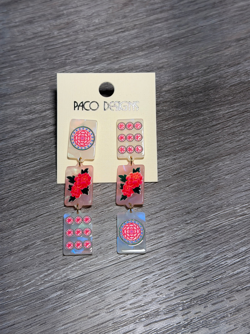 Acrylic Mahjong Inspired Post Dangle Earrings