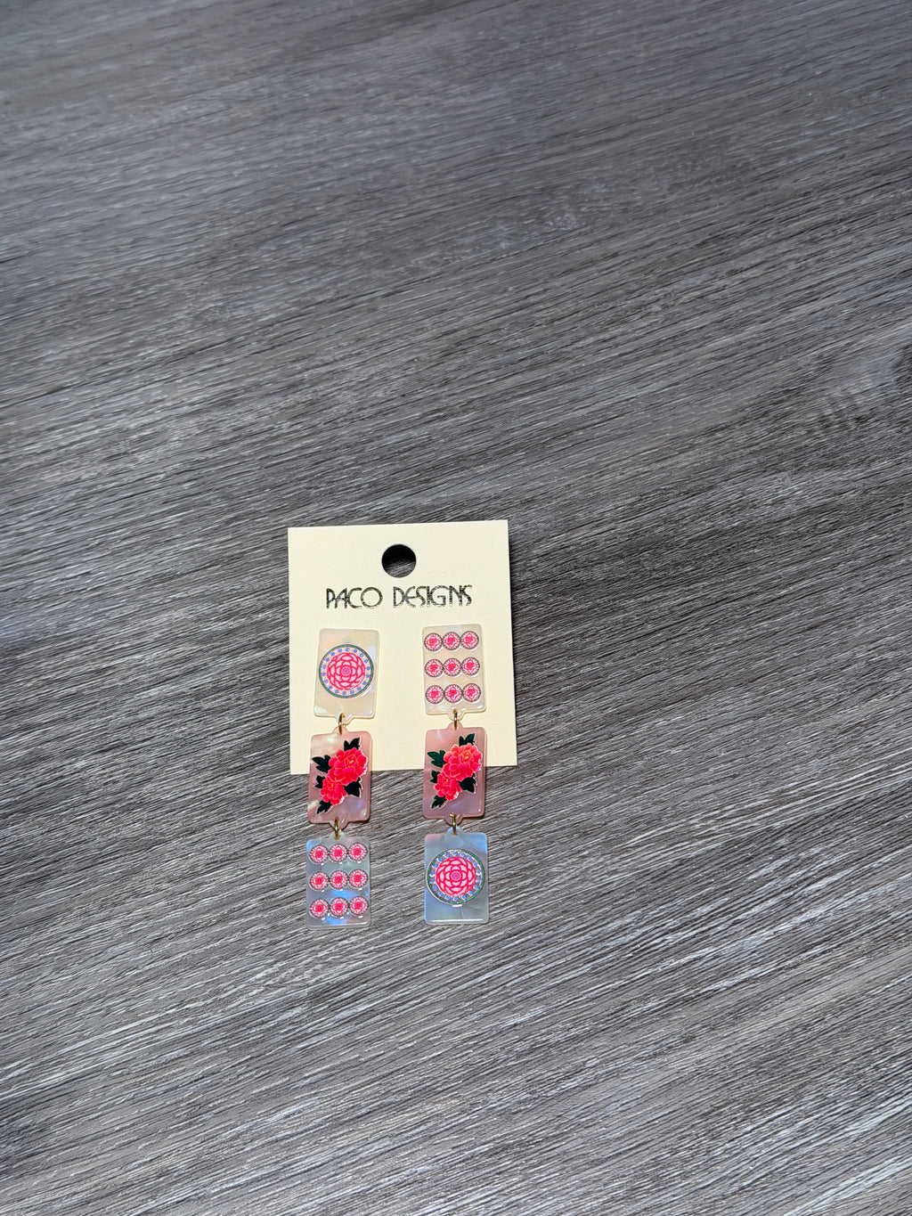 Acrylic Mahjong Inspired Post Dangle Earrings
