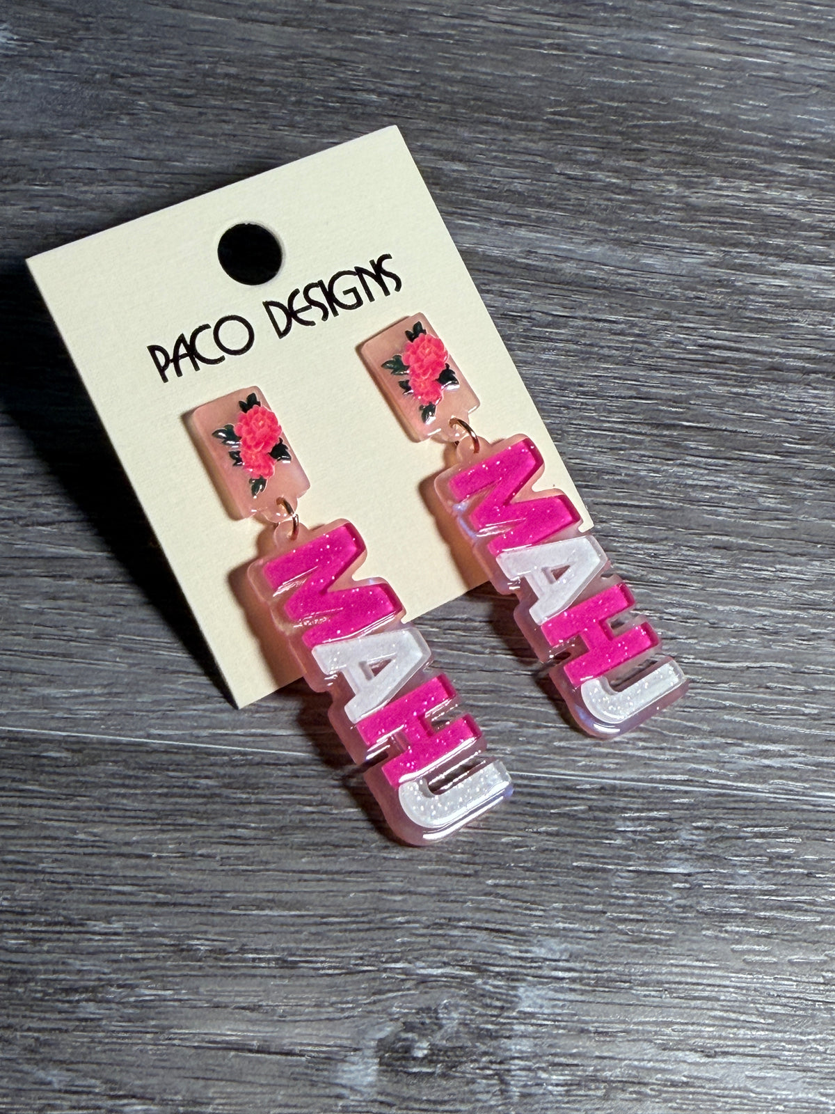 Acrylic Mahj Post Dangle Earrings