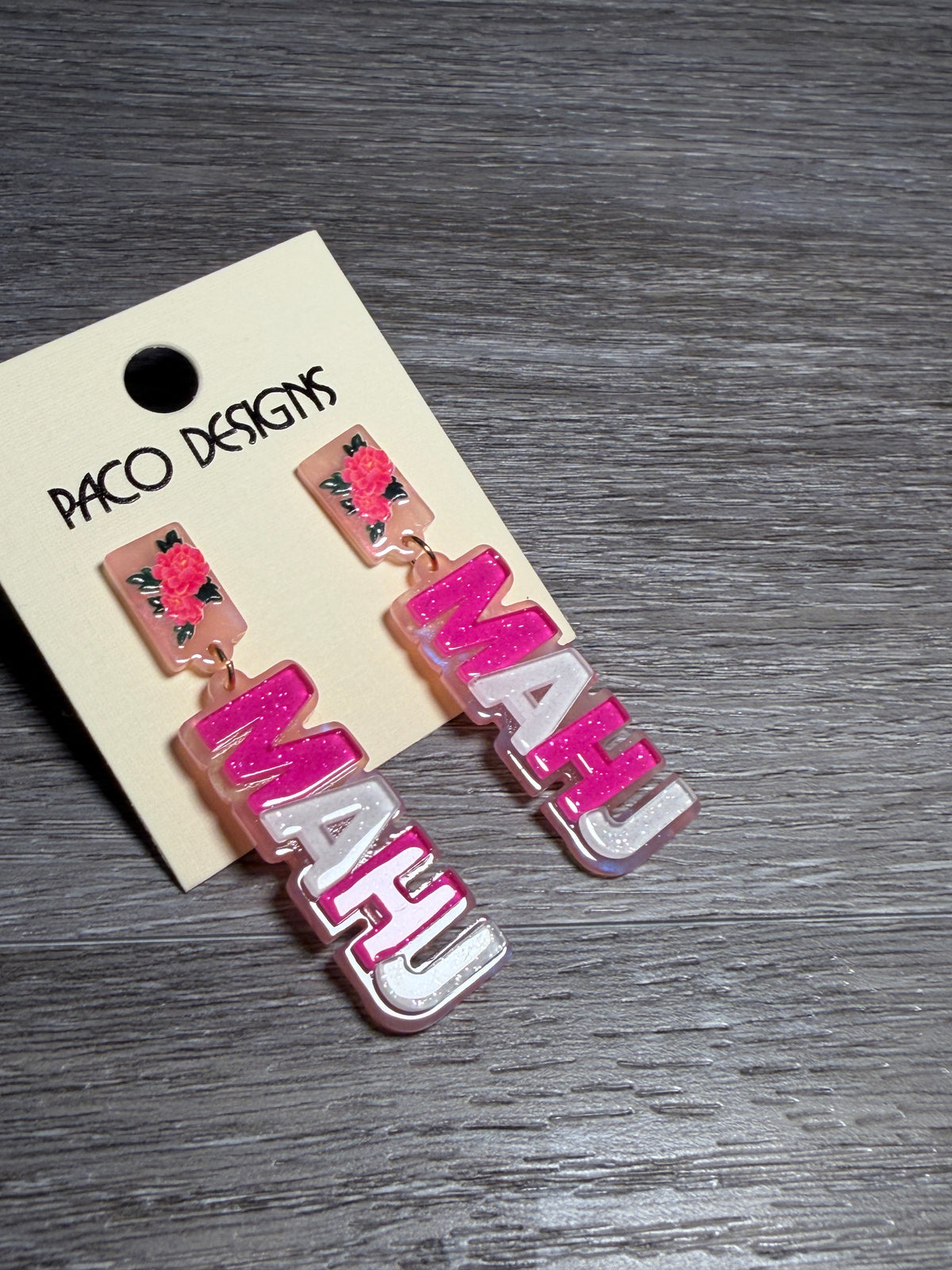 Acrylic Mahj Post Dangle Earrings