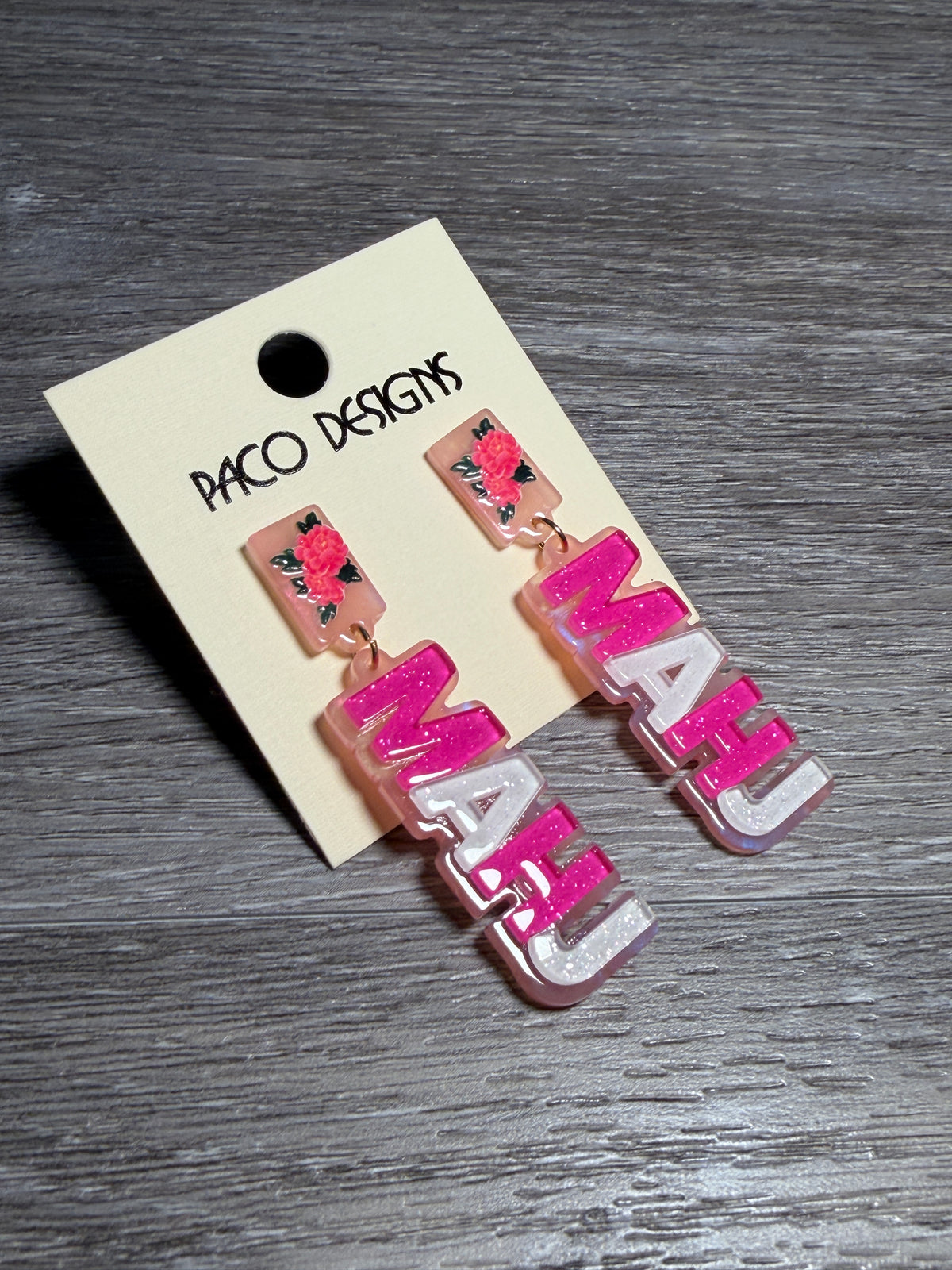 Acrylic Mahj Post Dangle Earrings