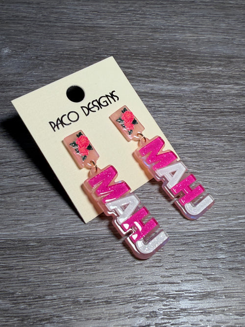 Acrylic Mahj Post Dangle Earrings
