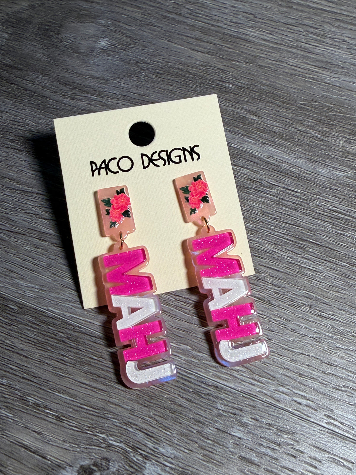 Acrylic Mahj Post Dangle Earrings