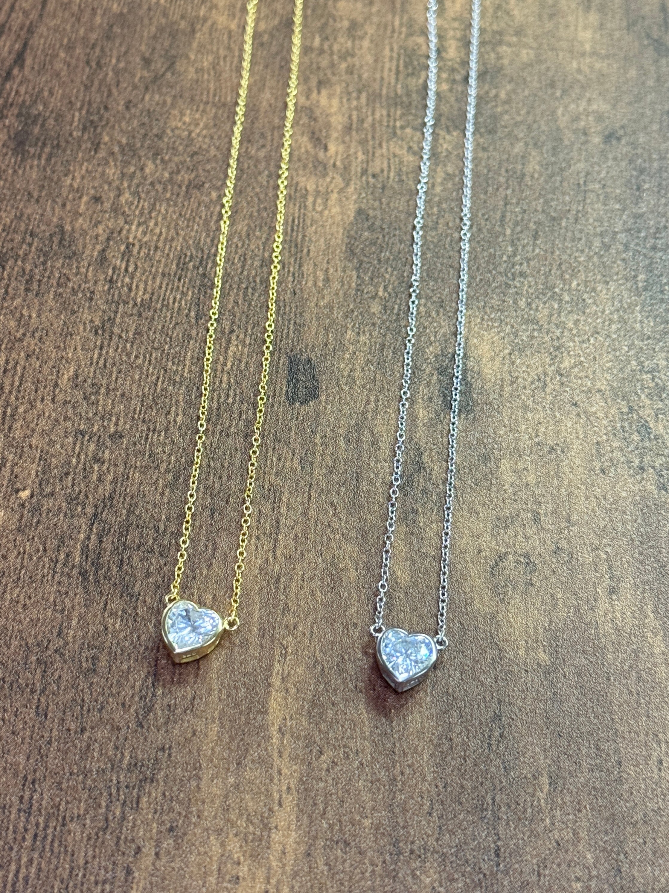 Sterling Silver CZ Heart Pendant Necklace