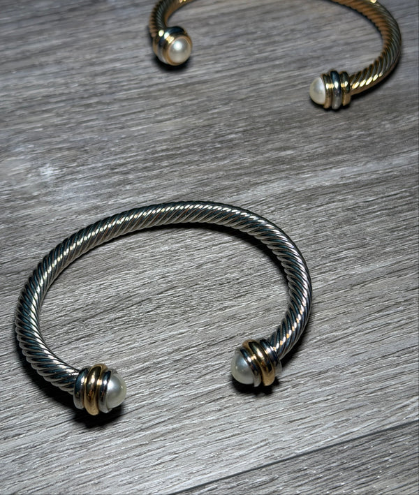 Classic Pearl Cable Bracelet Bangle