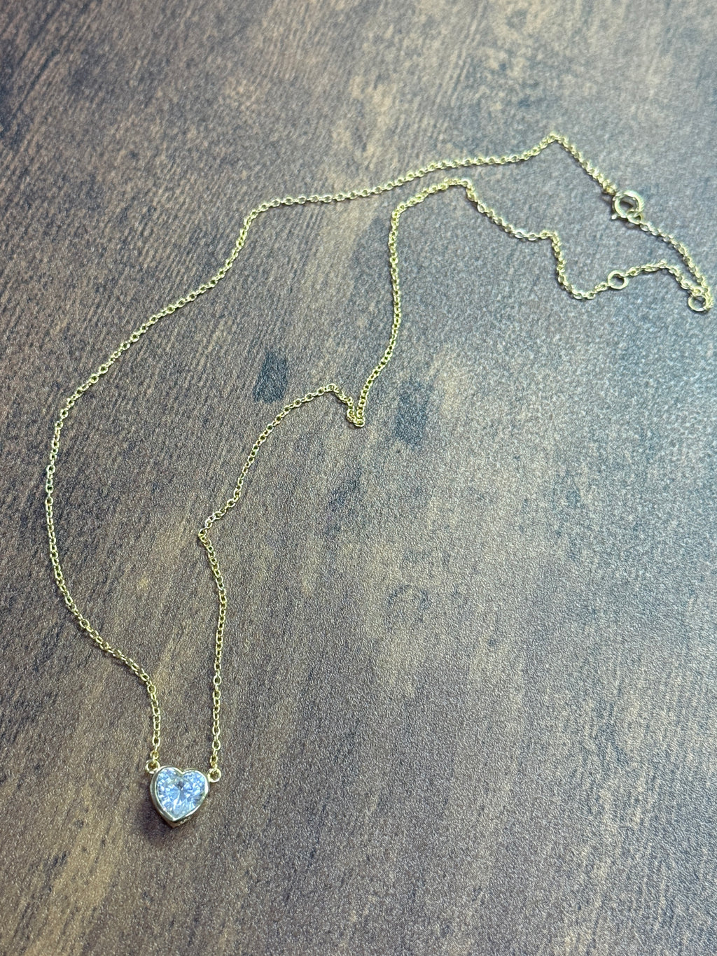 Sterling Silver CZ Heart Pendant Necklace