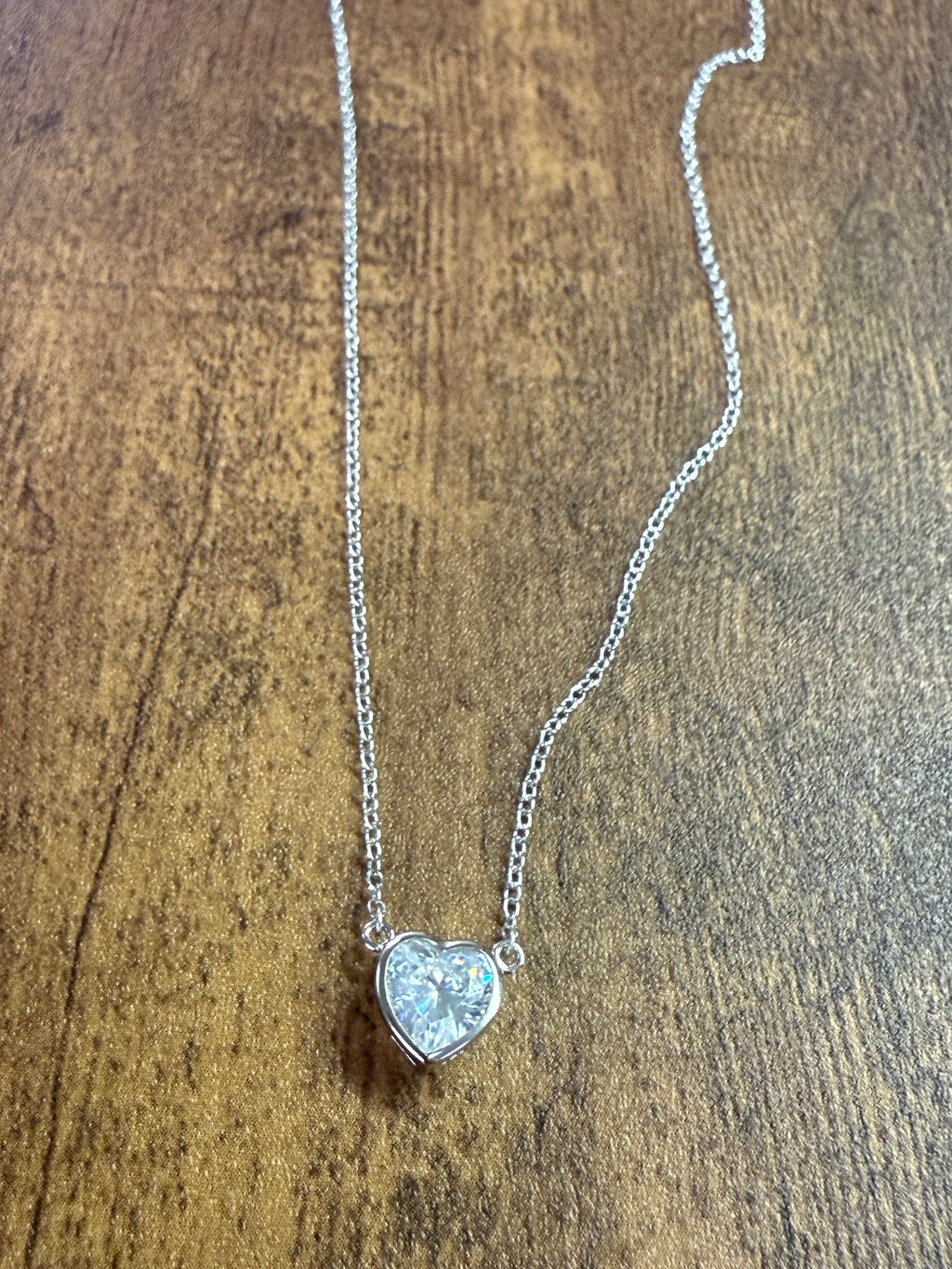 Sterling Silver CZ Heart Pendant Necklace