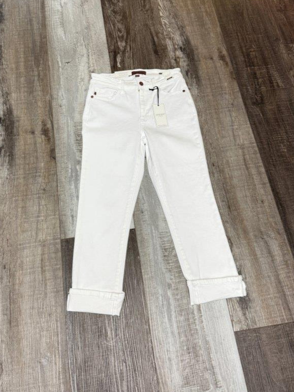 White Judy Blue Capris- Mid Rise