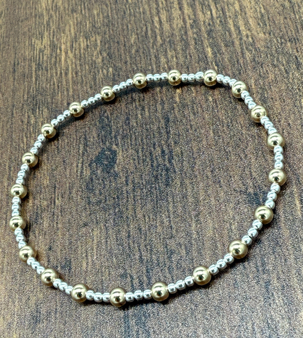Sterling Silver and 14k Gold Fill Bracelet 3/1 Smooth